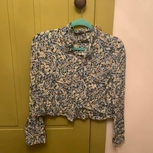 Zara Cropped Long Sleeve Blouse, Size Small